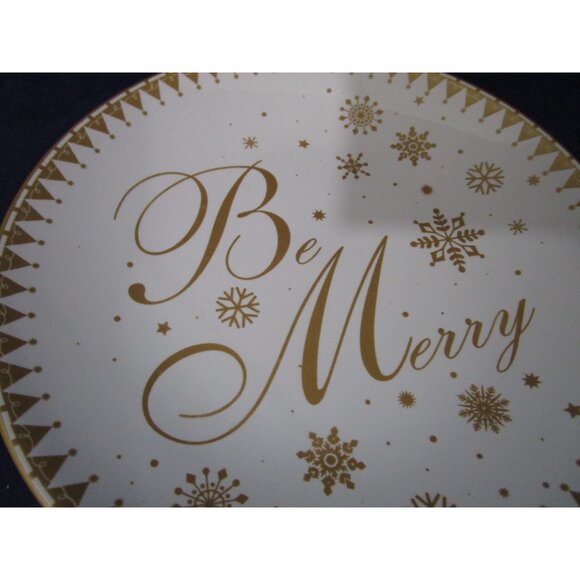 Be Merry Festive Holiday Gold 222 Fifth Small Plates Set of Four GUC - Picture 11 of 15
